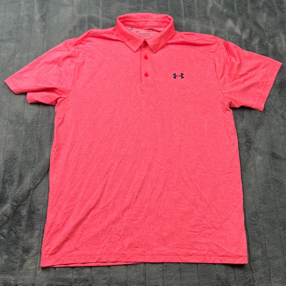 Under Armour Mens Playoff Polo Shirt Pink Heather Short Sleeve Golf Top Large